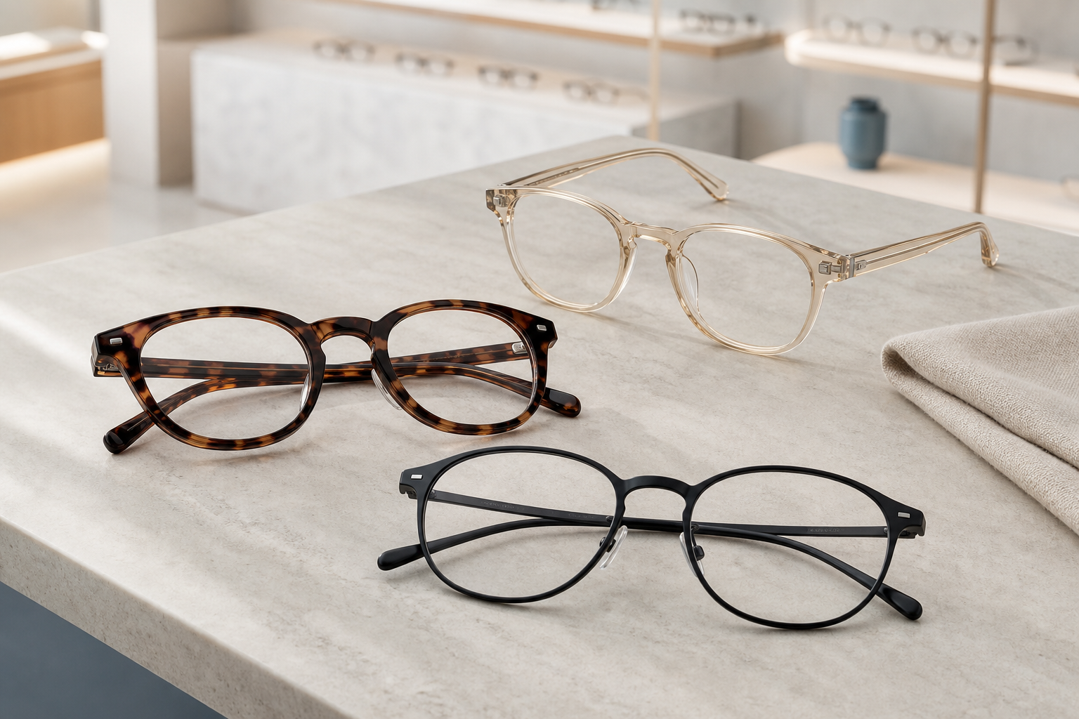 Trois montures de la collection Optique GJ